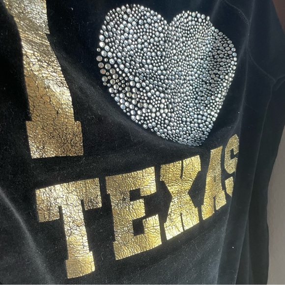 Victoria secrete PINK women’s size small velour hoodie jacket. Black and gold - Picture 8 of 11